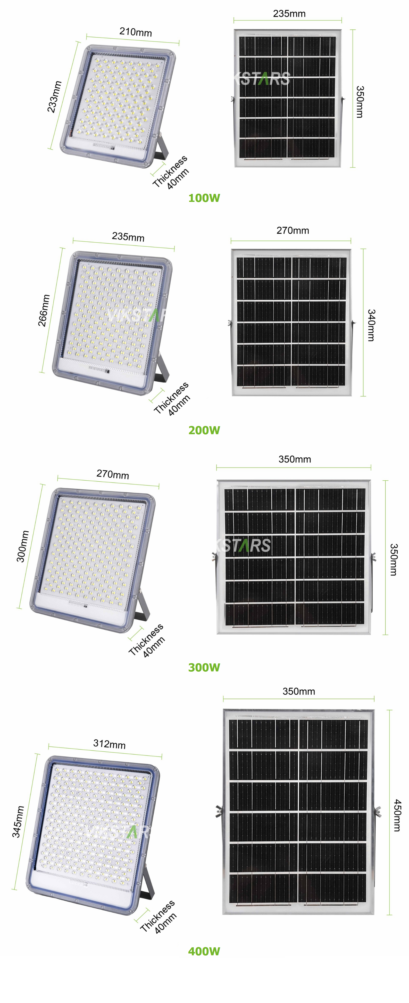 Aluminum Solar Flood Lights 100w 200w 300w 400w For Yard Villages Warehouse IP66 Waterproof