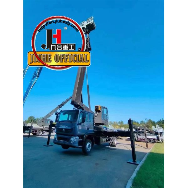 JIUHE JIEFANG 4*2 Гидравлическая подъемная платформа Грузовик 45м Грузовик Монтируемая воздушная рабочая платформа с ветром