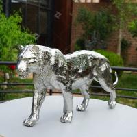 Sculpture d'animal tigre en acier inoxydable poli miroir