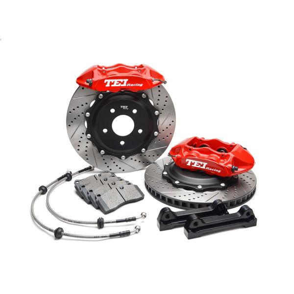 S40 4 Piston Caliper 345*28mm 355*28mm Rotor Brake Kit Drilled / Slotted / Drilled And Slotted Discs Selectable