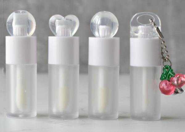 Flat Cap 4 ml Round Lip Oil Bottle Custom logo Big Brush Lip Gloss Tube