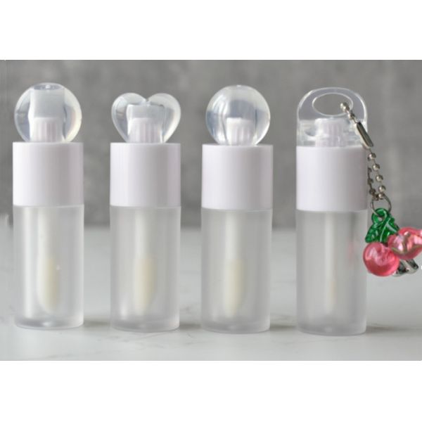 Flat Cap 4 ml Round Lip Oil Bottle Custom logo Big Brush Lip Gloss Tube