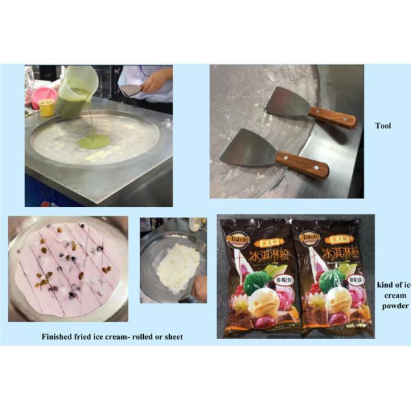 Commercial Fried Ice Cream Roll Machine Manual Defrosting Stainless Steel 304 Body