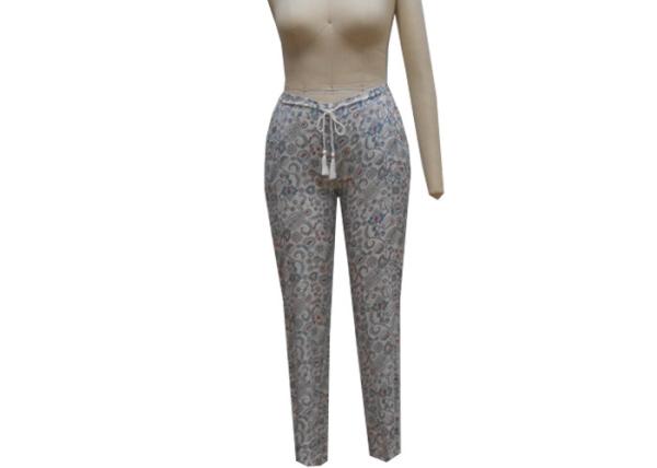 Cashew Print Ladies Casual Pants Plus Size Tall Trousers With Pompom Waist String