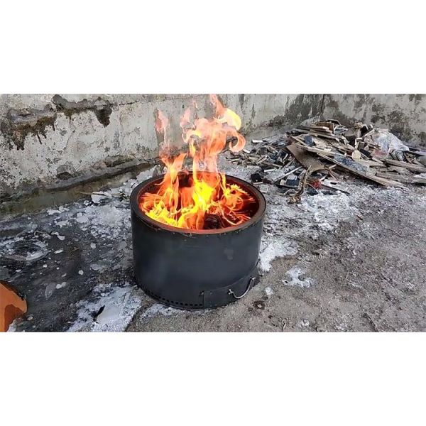 Wood Burning Double Layer Bonfire Stove Cylindrical Corten Steel Smokeless Fire Pit