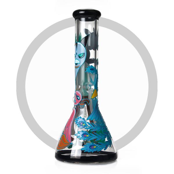 Colorful Rick And Morty Art Bong 7mm Glass Smoking Pipe Wiht Thick Ice Catcher
