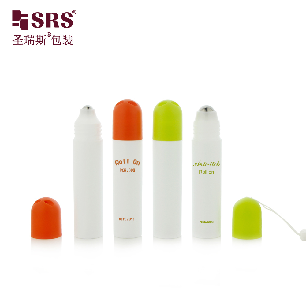 Wholesale 20ml Empty Plastic Roll‑on Vial Round Cover Steel Ball Bottle For
