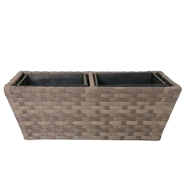 Factory Wholesale Galvanized Steel Frame Wide PE Rattan Garden Planter Flower Pots