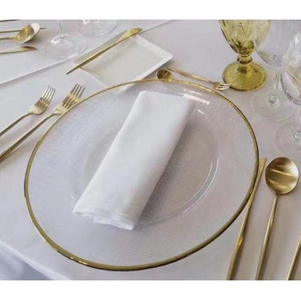 14 дюймовые 16 дюймовые прозрачные стеклянные зарядные пластинки с черным полем для свадебных мероприятий