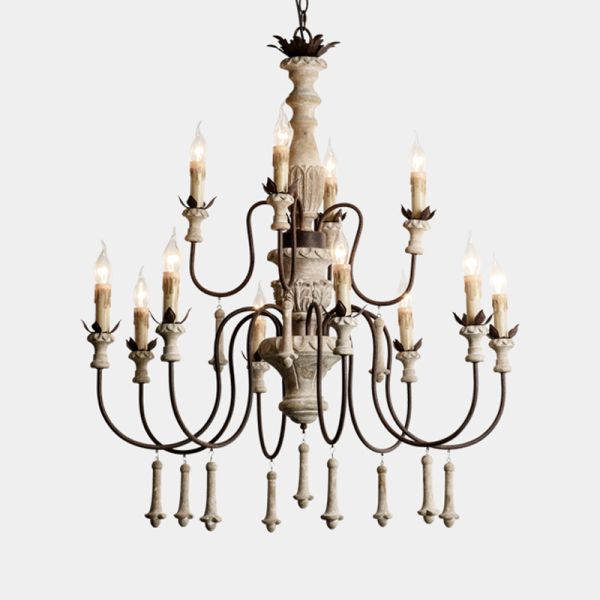 Wood and brushed nickel chandelier for Kitchen Bedroom (WH-CI-55)