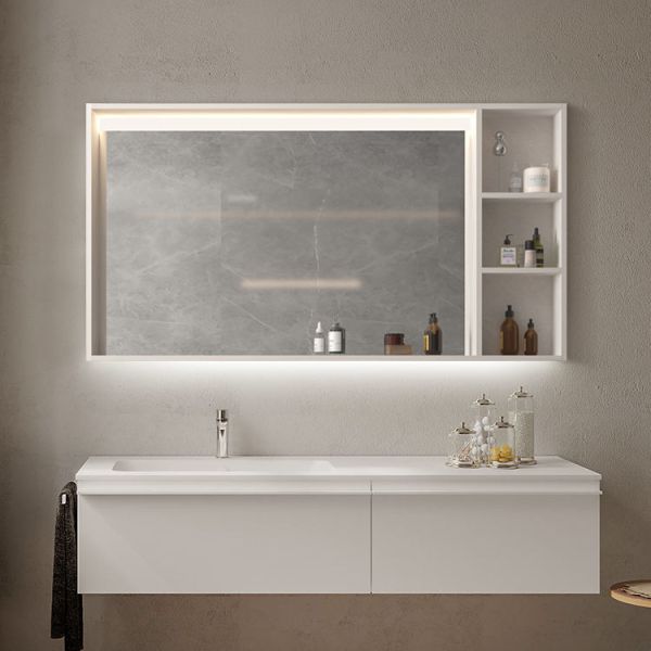 Solid Wood Bathroom Mirror Cabinet , Mirror Jewelry Cabinet With LED Light