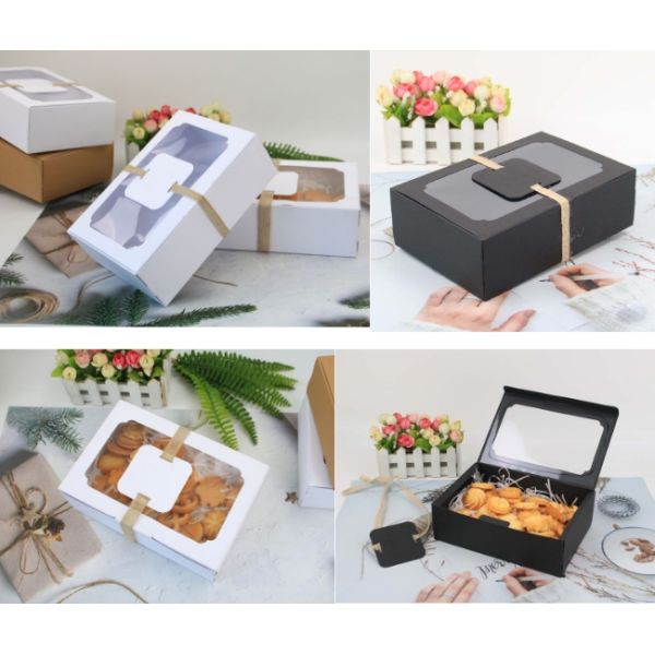 Open Window Biodegradable Kraft Paper Food Packaging Container 22*15*7cm