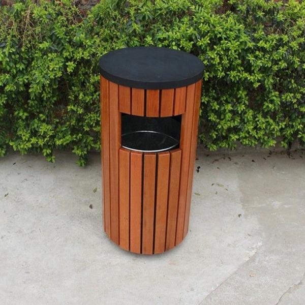 Single Barrel ISO14001 13.2gal Outdoor Wooden Trash Can
