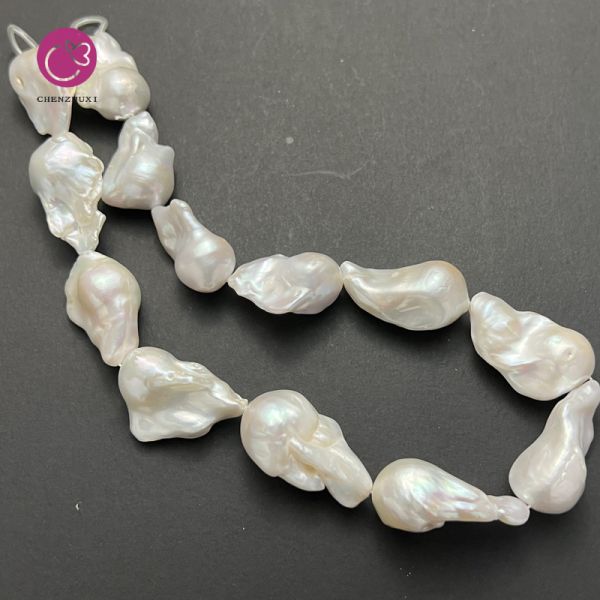 Large Big Size Wholesale Natural Fireball Nucleated Baroque Real Barock Fresh Water Freshwater Pearls Bead Strands