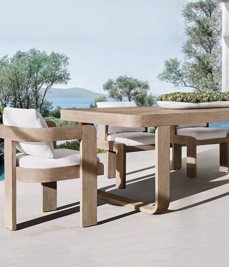 Waterproof Teak Outdoor Dining Table And Chairs Patio Garden Soild Wood Set