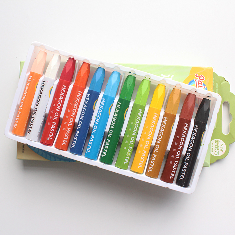 12 Colors Hexagonal Non-toxic Gallery Soft Paints Oil Pastel for Children