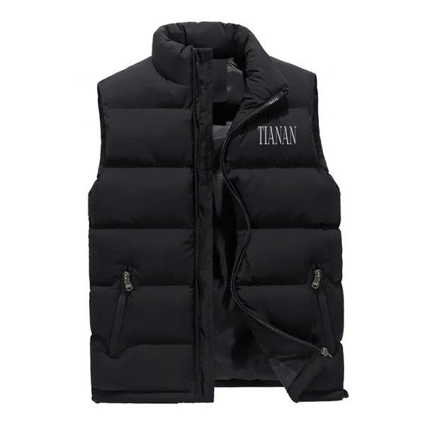 High Quality Winter Warm Men'S Cotton Vests Custom Logo Plus Size Casual Loose Solid Sleeveless Zipper Puffer Vest Jacket Men