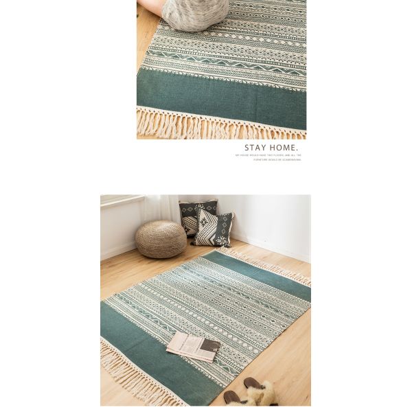 Y-Z Simple Linen Tassel Woven Cotton Mat Nordic Boho Style Turkish Living Room Home Floor Carpets and Rugs