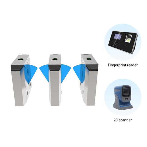 Portão de barreira para pedestres de flap interno/externo com coletores de cartões de código RFID/QR integrados