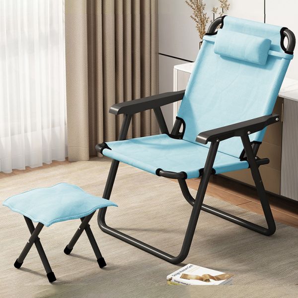 Folded Metal Portable Folding Chair with Pillow for Camping Fishing Hiking Outdoor Furniture Seater Beach Adults Lounge
