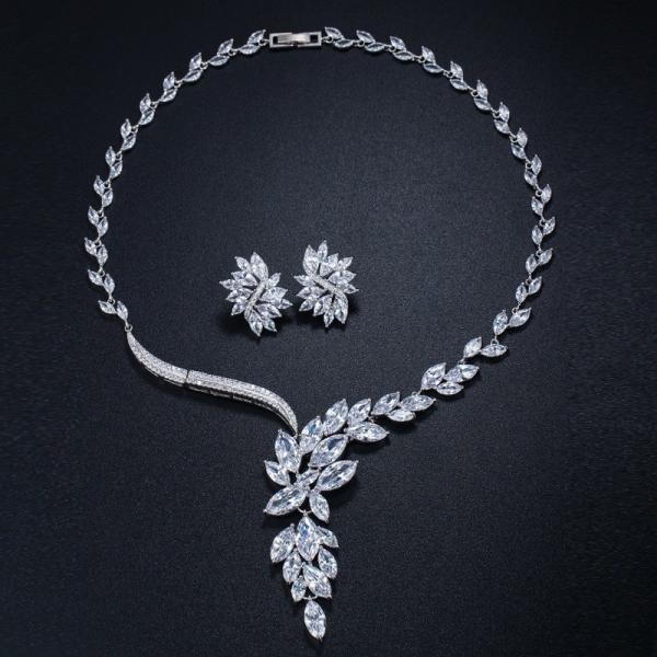 CZ Crystal Pendant Necklace for Women Fashion Wedding Statement Jewelry Accessories Wedding Jewelry Sets For Brides