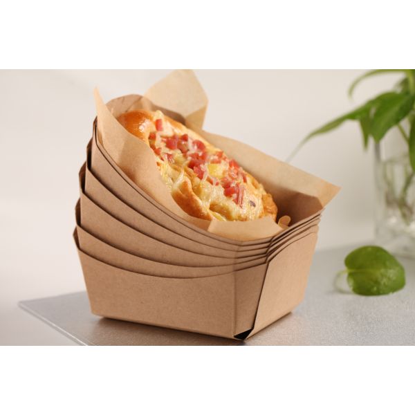 115 X 75 X 55mm Brown Paper Take Out Boxes Sandwiches Salad Display