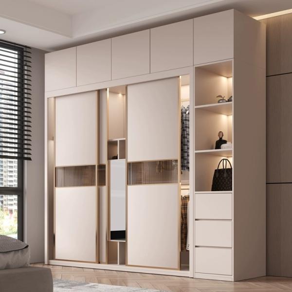 Adjustable Height Sliding Door Wardrobe Accessory Pants Rack High Glass PVC Melamine Surface