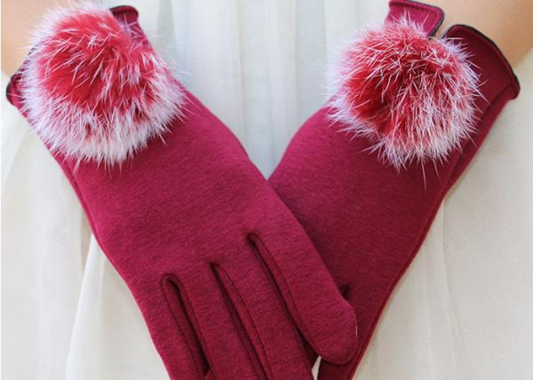 Luvas do inverno do écran sensível do velo do vermelho de vinho com o forro macio super que mantém-se morno