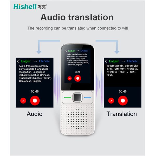 2.4 Inch Touch Screen Mini Photo Voice Translator For 118 Languages 1500mAh T10