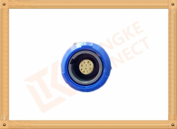Blue Plastic Female Push Pull Circular Connectors / 10 Pin Circular Connector