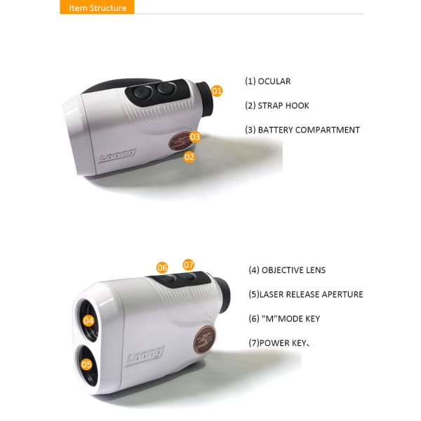 White 8X25 Remote Golf Laser Rangefinder Outdoor Activities Golf Slope Rangefinder