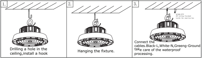 Света залива UFO IP65 водоустойчивые 100W/150W/200W промышленные высокие, с пылезащитным колпачком