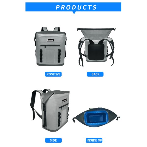 Не сплетенный свет рюкзака сумки охладителя - серый цвет для на открытом воздухе пикника