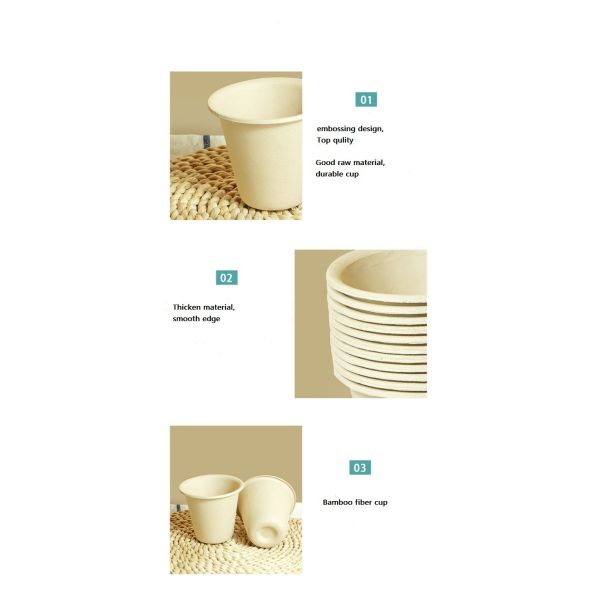Simple Style 8oz Biodegradable Bamboo Fiber Disposable Cup for Cold or Hot Drinking