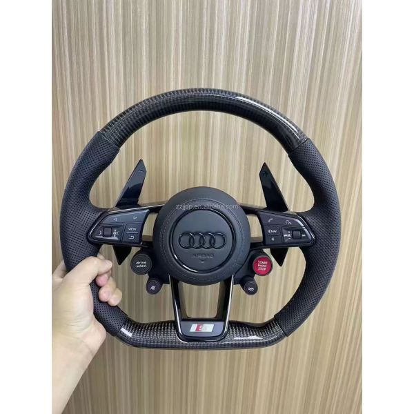 55cm Diameter True Carbon Fiber and Genuine Leather Steering Wheel for Audi R8 Full Series