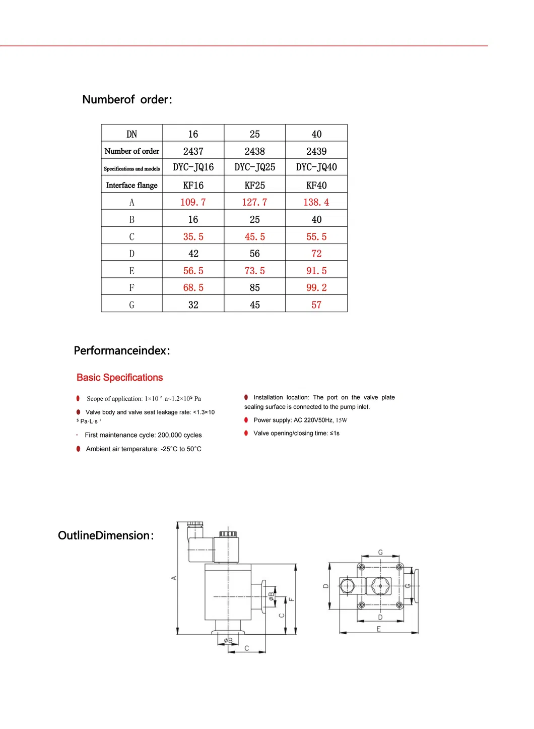 Kf Series High Vacuum Electromagnetic Pressure Differential Inflation Valve