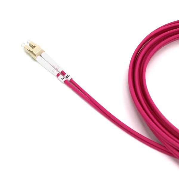 Duplex OM4 Erica Violet Color Jacket Fiber Optic Patch Cord Multimode