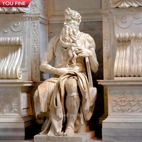 Famous Outdoor Decor Life Size Hand Carved Marble Moses Statue