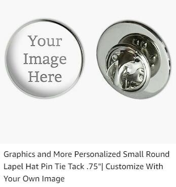 Round Lapel Hat Pin Tie Tack .75| Customize With Your Own Image, Personalized Hat Pins Lapel Pins for Men Women