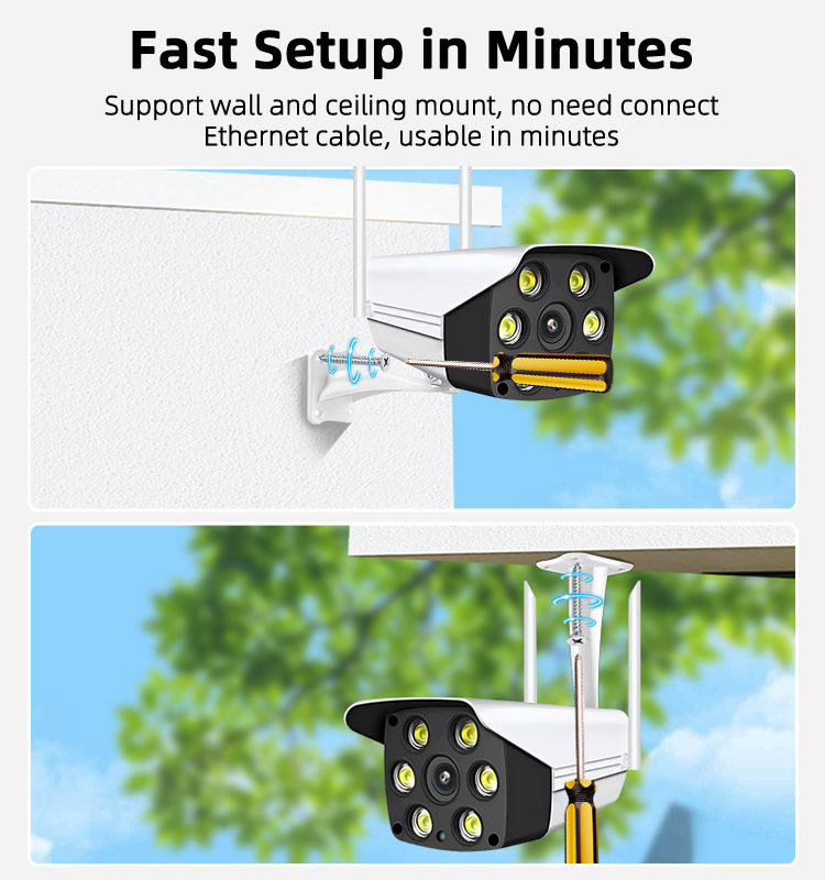 3MP/5MP Outdoor WiFi Security Camera, Bluetooth One‑Key Connection, Two‑Way Audio, IR & Spotlight Full‑Color Night Vision, Smart Human Detection, App & PC Remote Monitoring