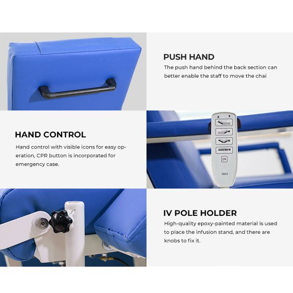 Движимость стулы диализа больноого с тюфяком высокой плотности крышки PU