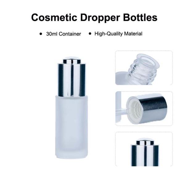 30ml White Cylindrical Frosted Glass Bottle With Silver Dropper For Empty Dropper Bottle
