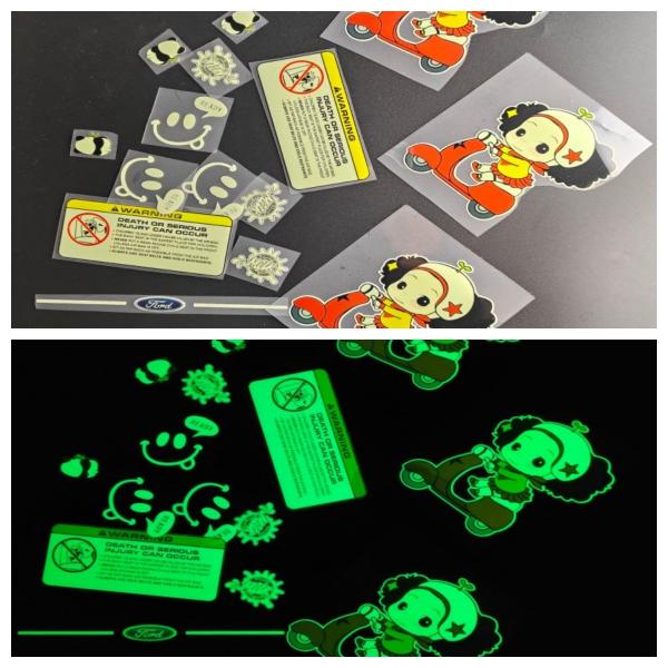 Printable Fluorescent Glow In The Dark Logo Sticker For Bag