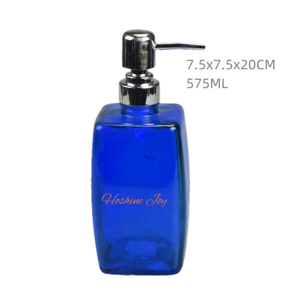 Dispensador de sabão de banheiro de vidro de cor laranja 575ml garrafas de bomba de vidro quadrada