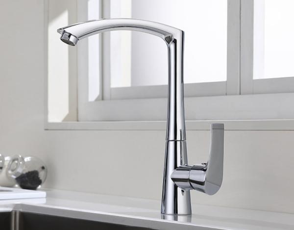 High Arc Brass Kitchen Mixer Tap Stainless Steel Kitchen Tap Chrome Finish
