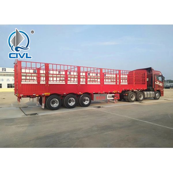 40 Feet 3 Axles cargo fence semitrailer 12 Tires With Removable Sidewall