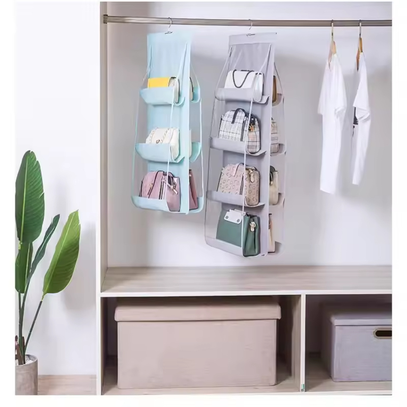 New Release Hanging Foldable Durable Fabric Handbag Organizer for Wardrobe Storage