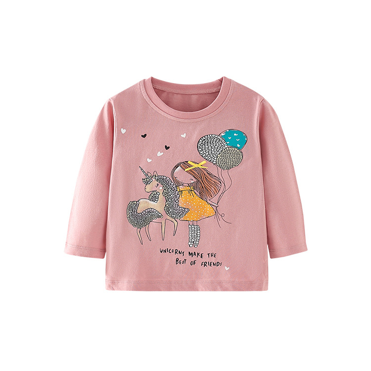 Polyester Spring Children'S Clothing Bottoming Top Girls Grey Long Sleeve Shirt