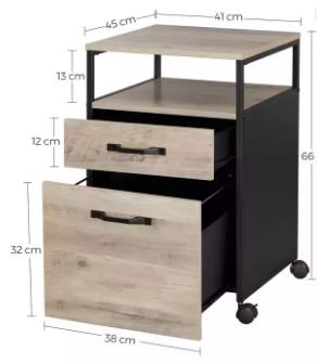Industrial Vintage Office Steel Cabinet 2 Drawer Commercial Furniture