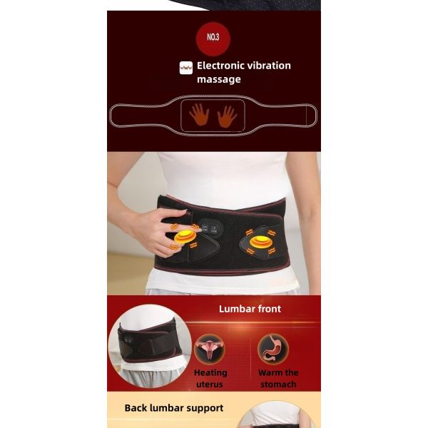 Infrared Physiotherapy Adjustable Hot Compress Lumbar Massage Lower Back Brace Belt for Pain Relief and Support in Blac